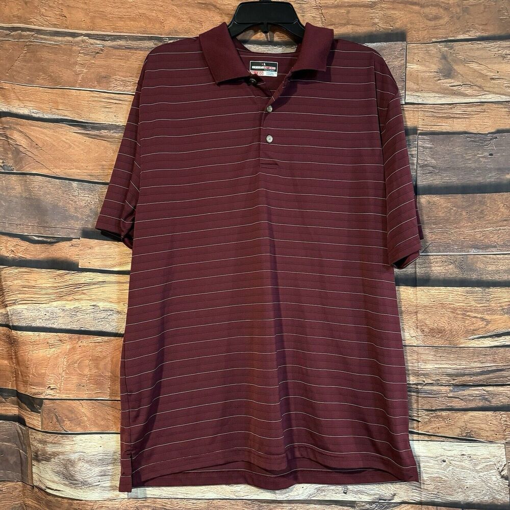 Grand Slam Men's XL Red Performance Golf Polo Shirt Striped Short Sleeve Outdoor